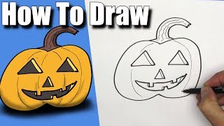How To Draw a Jack-O'-Lantern! - EASY - Step By Step