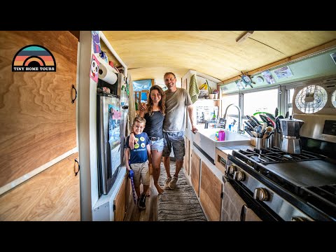Family Moved From Their Home To A DIY School Bus Conversion Tiny House