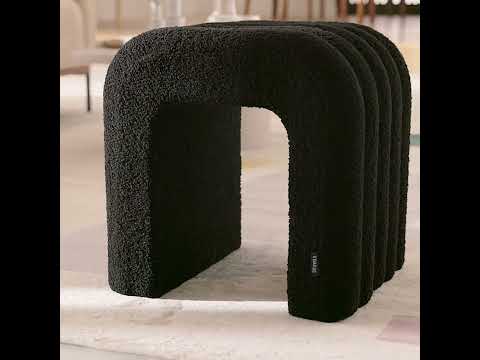 Video Mui - Tabouret rembourr&eacute; en tissu bouclette