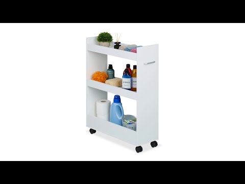 Rollbarer Nischenwagen Silber - Weiß - Stahl - 22 x 78 x 63 cm