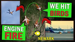 BIRD STRIKE + ENGINE FIRE | FedEx B767 Emergency at Newark!