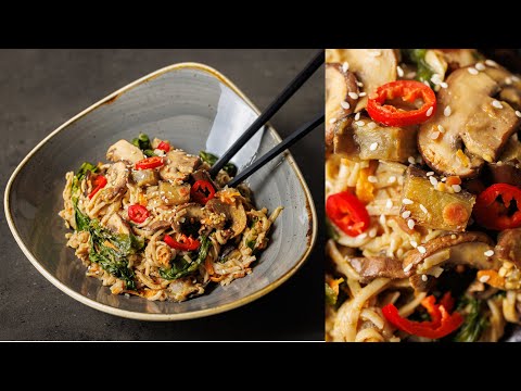 Easy Chili Peanut Aubergine Noodles | Plant based vegan recipe