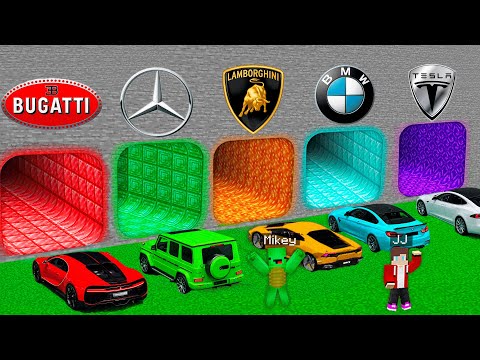 JJ and MIKEY Found SUPER CARS IN SECRET TUNNELS in Minecraft !