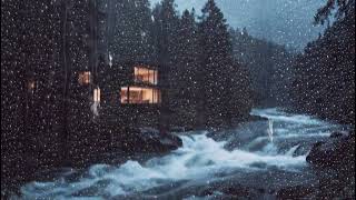 The sound of heavy rain falling for relaxation, concentration, or sound sleep