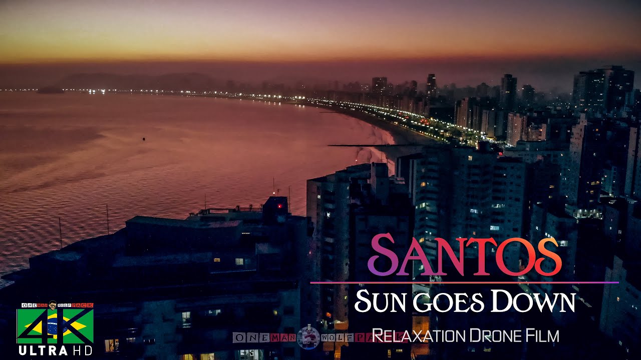 Pôr do Sol em Santos — Drone 4K