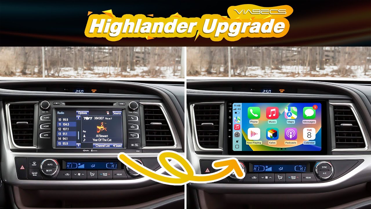 ViaBecs 2014-2019 Toyota Highlander Radio with CarPlay & Android Auto Install Upgrade