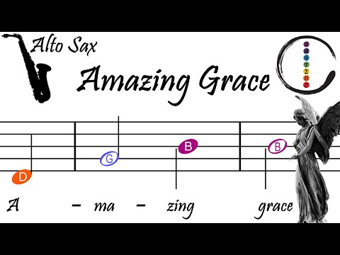 Amazing Grace - Alto Saxophone Beginner Sheet Music with Easy Notes & Letters