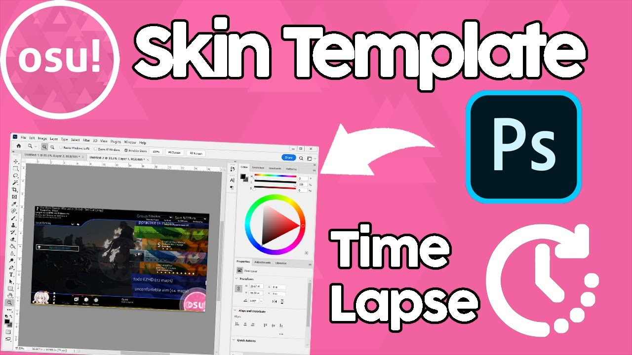 (Kind of) Making an osu! skin template TIME LAPSE (download in description)