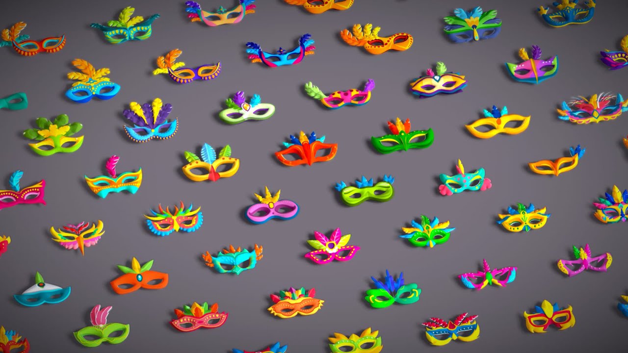 65 Carnival Feather Mask Mega Pack - Kids Party Masks - Stylized Costume Masks 3D Model