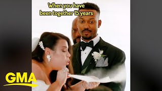 The story behind viral video of bride dusting off wedding vows l GMA