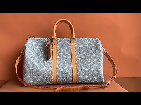 Louis Vuitton Keepall Bandoulière 45 Duffel Bag M25334 Light Blue Denim