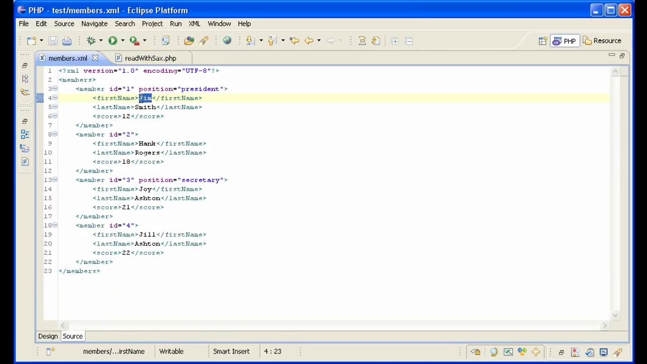 PHP: Reading XML with SAX
