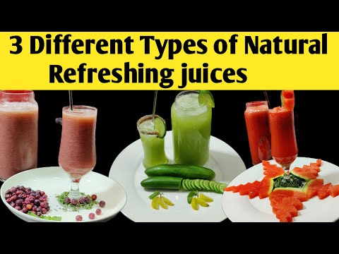 Natural juices recipe | 3 Different Types of Natural refreshing juices| Natural Refreshing Juice