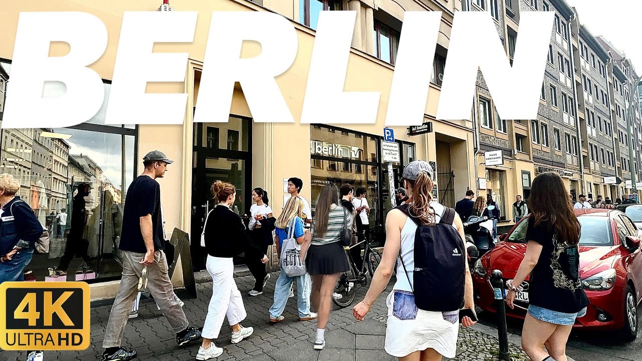 Immersive street-level walking tour through Berlin Checkpoint Charlie, Germany, showcasing authentic urban landscapes, local architecture, and the vibrant atmosphere of the city's neighborhoods