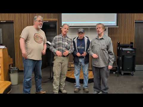 The Rivertown Sound Quartet singing 'Ain't She Sweet' at the Spirit of St. Louis Chorus Guest Night 2025 in Hillsboro, MO.