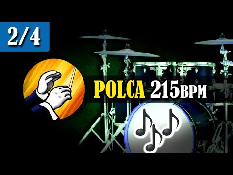 215 bpm - 2/4 Base ritmo de "POLCA" en Batería para practicar Practicador
