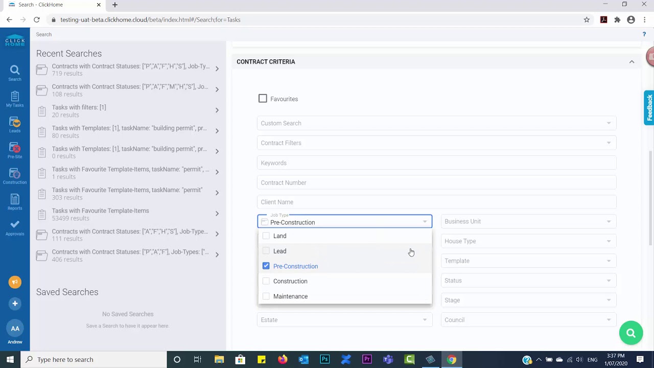 Searching in ClickHome's New UI