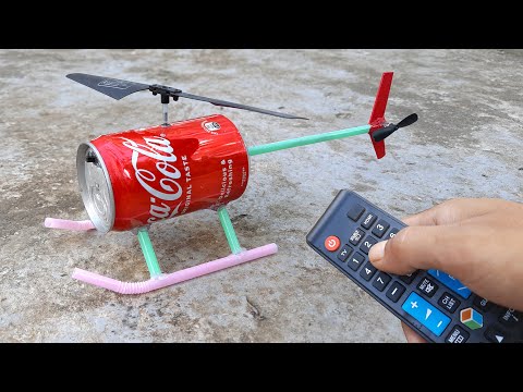 How to Make Soda Can Helicopter at Home - DIY Remote control flying helicopter from coca-cola can