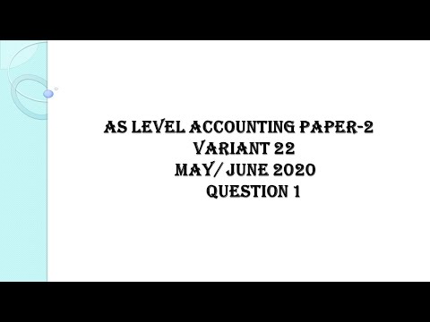 INCOMPLETE RECORDS- QUESTION 1-AS LEVEL ACCOUNTING  PAPER -VARIANT 22  - MAY/JUN 2020