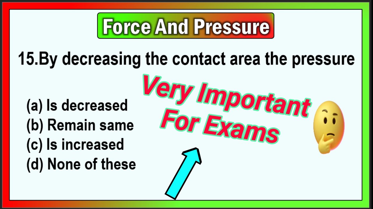 NCERT Class 8 Science Chapter 11- Force And Pressure - MCQs With Solutions Most Important