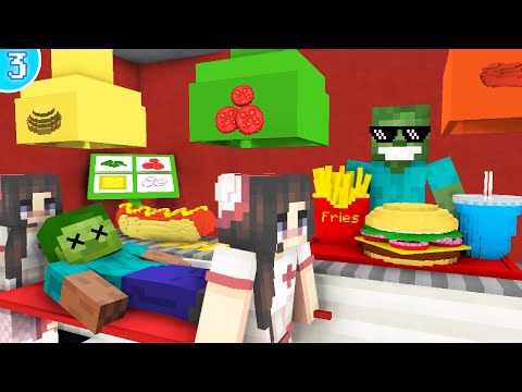 Monster School: WORK AT BURGER & HOT DOG PLACE! - Minecraft Animation