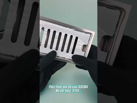 Phễu thoát sàn dài inox SUS304 300x100 mm Ø42
