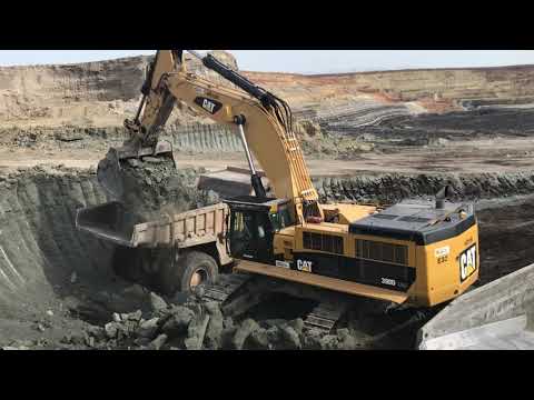Caterpillar 390D LME Excavator Loading Caterpillar Dumpers On Coal Mines- Operator G. Kyrkos