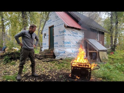My Off Grid Homestead Catches Fire While Building a Bushcraft Road Through Swamp