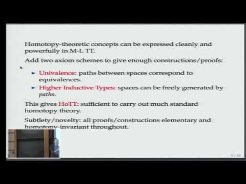 Homotopy Type Theory: what can logic do for homotopy theory? - Peter Lumsdaine