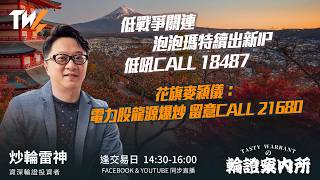 低戰爭關連 泡泡瑪特續出新IP 低吼CALL 18487 花旗麥穎儀：電力股龍源爆炒 留意CALL 21680  ｜雷神 Wingyu｜Tasty Warrants 2026-03-12