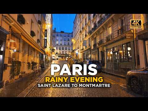 PARIS BY NIGHT 🌙 Saint-Lazare to Montmartre Walk - City of Lights Transformation