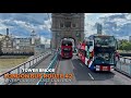London Upper Deck Bus Ride Crossing Tower Bridge Liverpool St To East Dulwich Aboard Bus Route 42