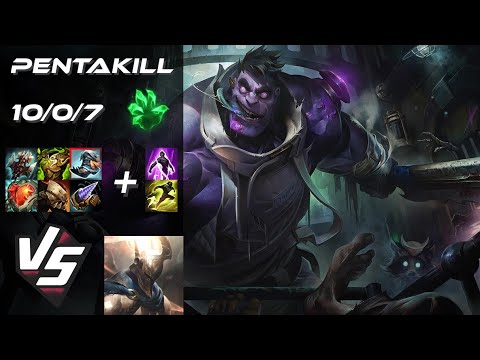 TOP Dr. Mundo vs Pantheon [PENTAKILL] - NA Grandmaster Patch 25.23