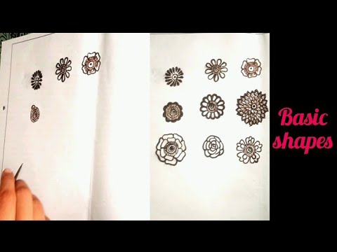 basic shapes flowers in mehndi || mehndi flower for beginers by wajiha's  mehndi design