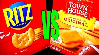 Nabisco Ritz or Keebler Town House FoodFights Tastes and Reviews Cheap vs Expensive Snack Crackers