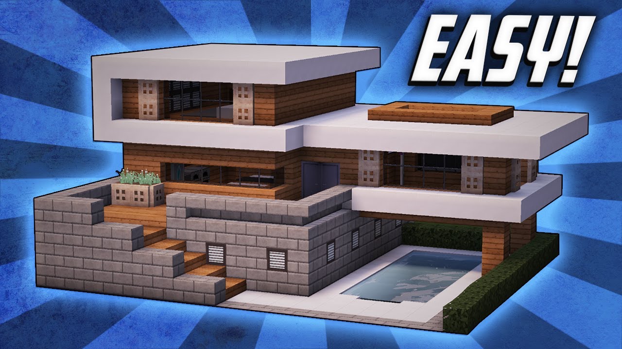 Minecraft: How To Build A Large Modern House Tutorial (#19) - YouTube