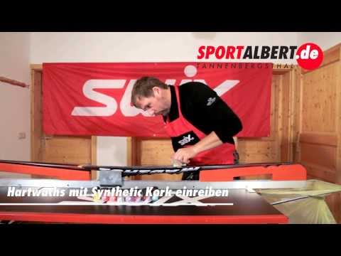 Aufbringen von Hartwachs in der Dose auf klassische Waxskier