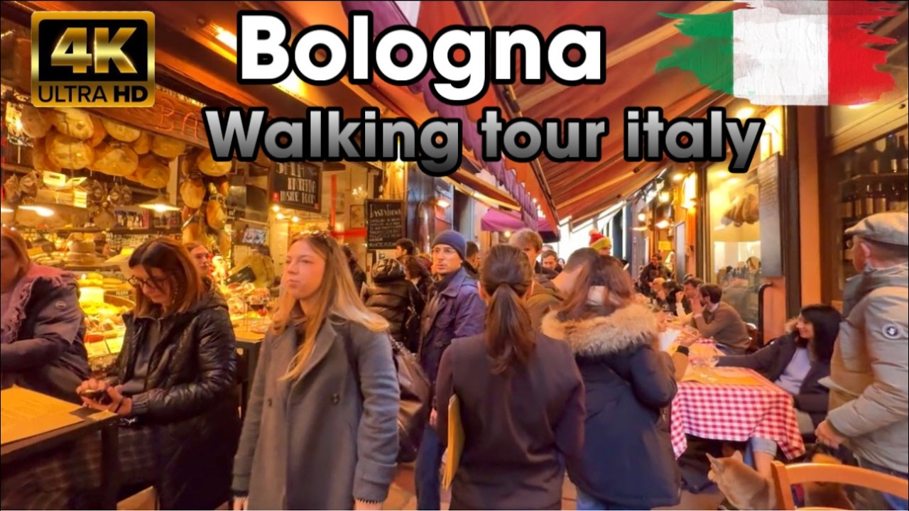 Immersive street-level walking tour through Bologna Piazza Maggiore, Italy, showcasing authentic urban landscapes, local architecture, and the vibrant atmosphere of the city's neighborhoods