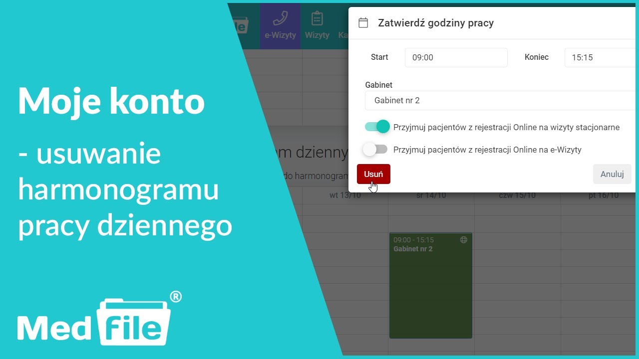 Usuwanie harmonogramu pracy dziennego