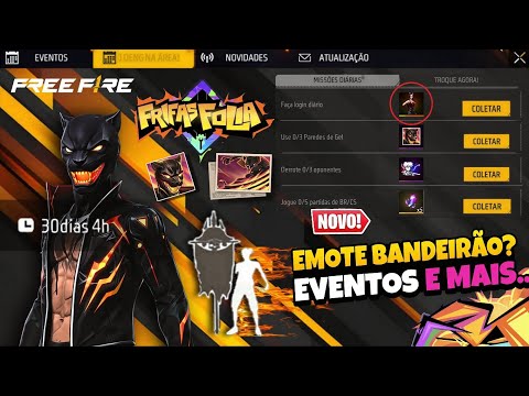 BOA GARENA!! +1 CONJUNTO GRÁTIS, EVENTOS 2026, EMOTE BANDEIRÃO? GELO E MAIS - NOVIDADES FREE FIRE