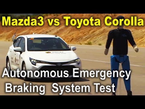 Mazda3 vs Toyota Corolla  Autonomous Emergency Braking System Test, Lane Support Test, AEB Test