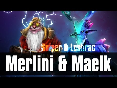 Merlini & Maelk - Leshrac & Sniper (Unknown MMR) - Pros Play Together - vol #1
