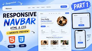 Responsive Navbar Using HTML & CSS | Coffee Shop Website | Part 1 ☕💻#H