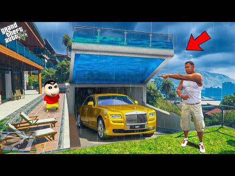 GTA V: Franklin and Shinchan House Has A Secret Garage Under It's Swimming Pool In GTA 5 Telugu
