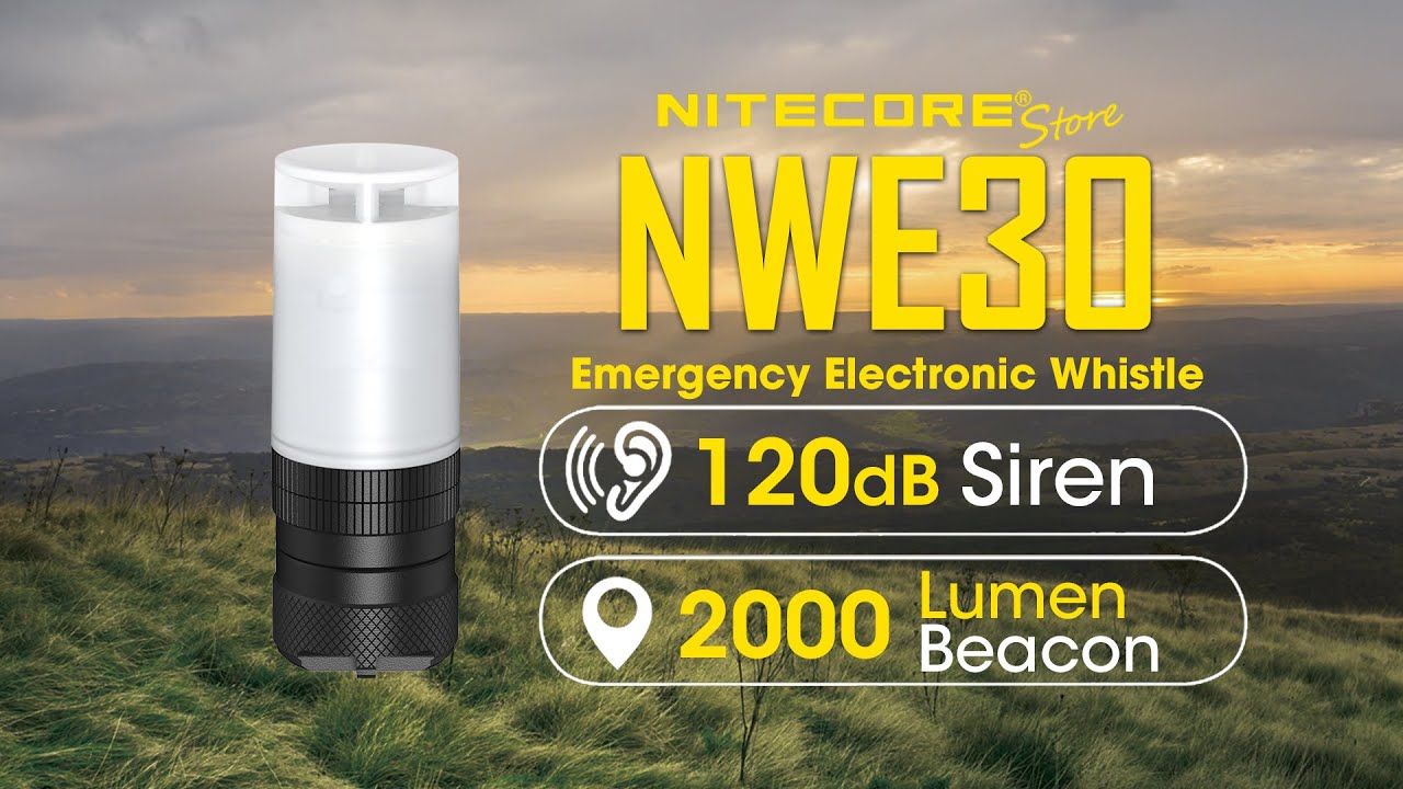 Nitecore NWE30 Emergency Electronic Whistle + 2000 Lumen Beacon