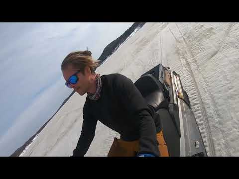 on thin ice with snowmobile without helmet I moottorikelkalla ohuella jäällä ilman kypärää