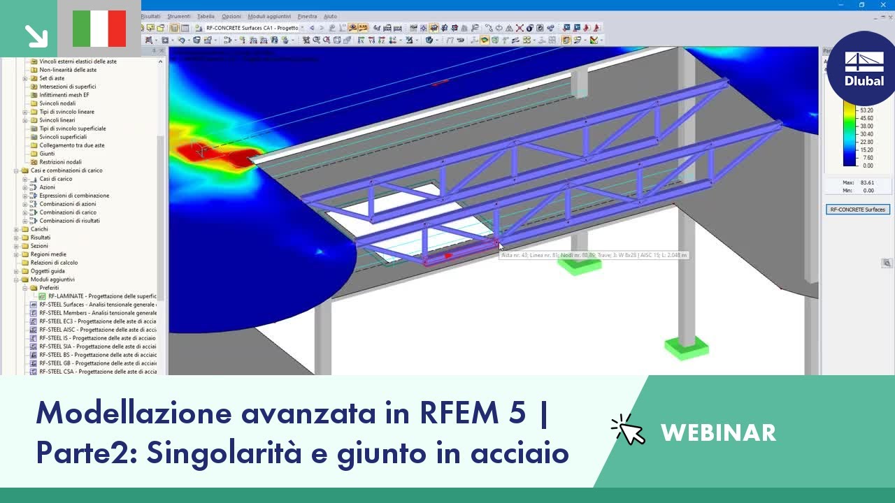 Webinar 29 - Modellazione avanzata in RFEM 5 | Parte2: Singolarità e giunto in acciaio