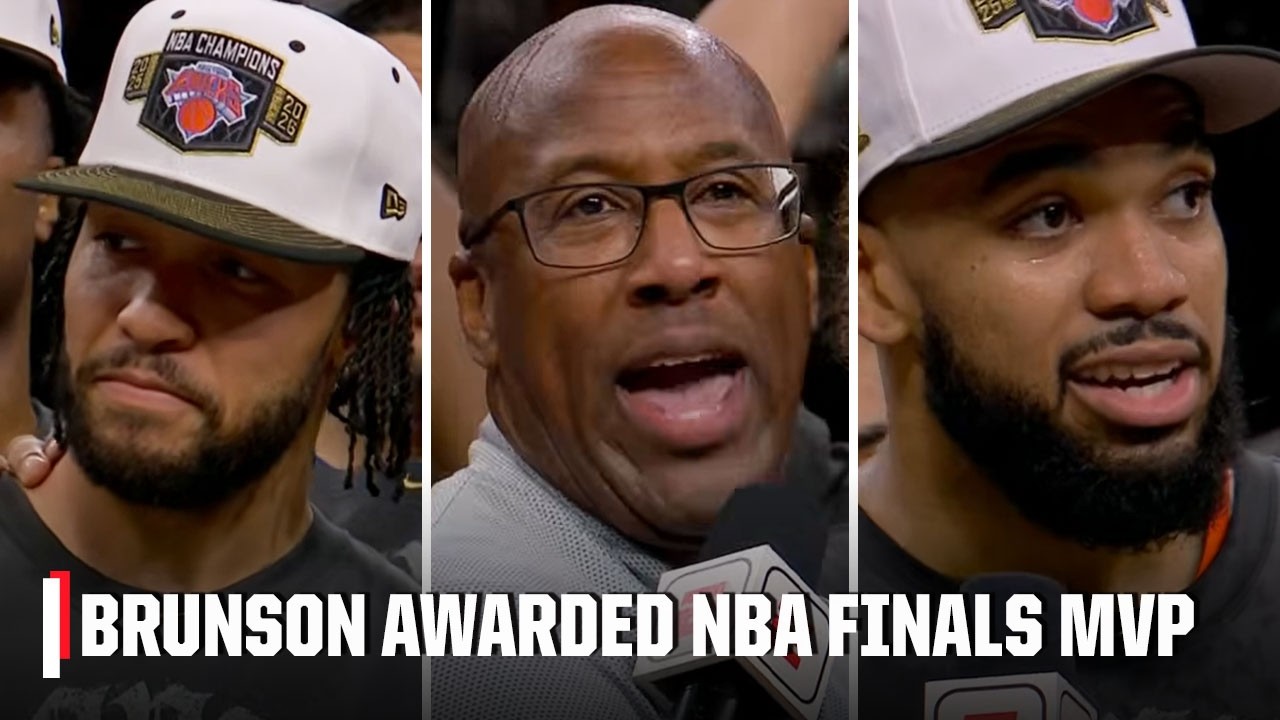 Jalen Brunson wins NBA Finals MVP + Mike Brown, KAT react to winning NBA title 🏆 | NBA on ESPN