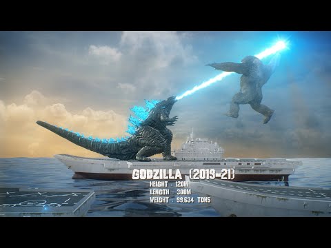 Evolution of Godzilla | size comparison  2021 ( Godzilla vs Kong throughout the years )