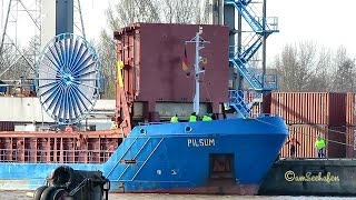 preview picture of video 'coaster PILSUM V2AH9 IMO 9015448 Emden cargo seaship merchant vessel KüMo Frachtschiff'